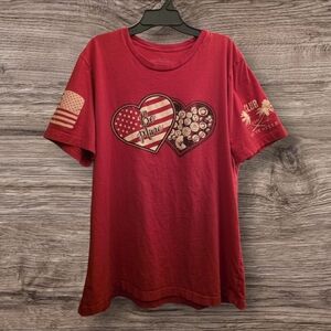 Grunt Style “Be Mine” Patriotic Hearts Graphic Tee Men’s XL Red USA Flag Shirt
